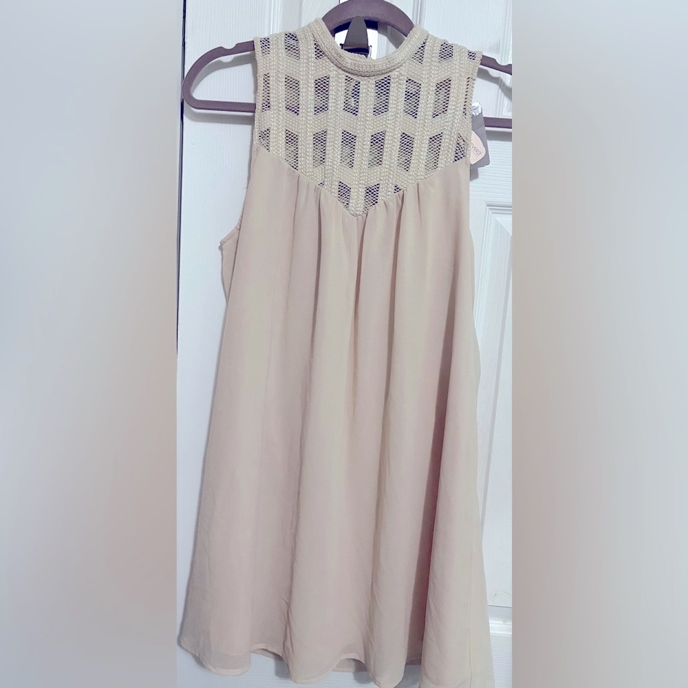 NWT- Boho cream chiffon and crocheted flowy dress